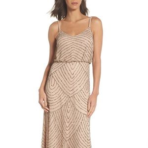 Adrianna Papell Art Deco blush long gown